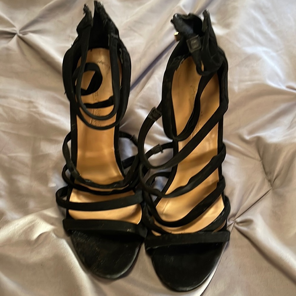 Black strappy heels